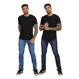 Kit 2 Calças Jeans Masculina Skinny Slim Fit Casual Básica