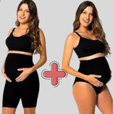 Kit 2 Calcinhas Gestante Bermuda+calcinha Alta Lupo Loba