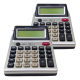 Kit 2 Calculadora Com Duplo Visor + Testa Dinheiro Falso