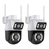 Kit 2 Câmeras De Segurança Wi-fi Smart Dupla Lente 3mp Vigilância Cor Branco