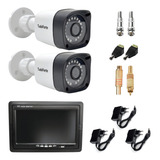 Kit 2 Câmeras Infra Bullet Hd 720p Tela Monitor 7 Lcd Color