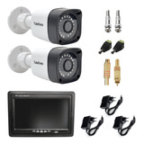 Kit 2 Câmeras Infra Bullet Hd 720p Tela Monitor 7 Lcd Color