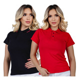 Kit 2 Camisa Polo Feminina Básica Casual Estilosa Moda