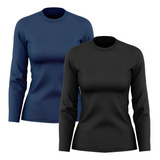 Kit 2 Camisetas Feminina Manga Longa Proteção Uv Dry Fit 