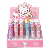 Kit 2 Canetas Fofa Multicolorida Hello Kitty Sanrio 10 Cores