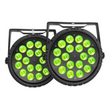 Kit 2 Canhão Refletor 18 Leds 12w Rgbw Quadriled Dmx Slim Dj Bivolt