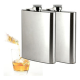 Kit 2 Cantil De Bolso Inox 230 Ml Porta Bebidas Whisky/vodka
