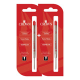 Kit 2 Cargas Para Caneta Crown Esferográfica Tipo Parker 