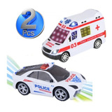 Kit 2 Carrinho Polícia + Ambulância Bate Volta Luz 3d E So Personagem Kit Policia E Ambulancia