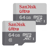Kit 2 Cartão De Memória Micro Sd 64gb Class10 Sandisk Ultra