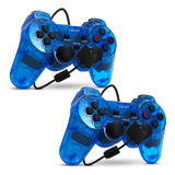 Kit 2 Controle Com Fio Compatível Com Ps1 Ps2 Plug And Play