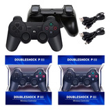 Kit 2 Controle Joystick + 2 Cabos Compativel Ps3 Playstation