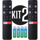 Kit 2 Controle Remoto Para Tcl Tv Smart Netflix Globoplay