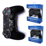 Kit 2 Controles Compatível Com Ps4 Manete Sem Fio Anti Queda Ps Tech Preto