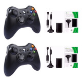 Kit 2 Controles Compatível Xbox 360 Sem Fio + 2 Bateria Slim