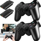 Kit 2 Controles Ps1 Ps2 Joystick Sem Fio Wireless Analógico Cor Preto