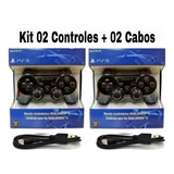 Kit 2 Controles Ps3 Sony Sem Fio + 2 Cabos + Brinde Extra