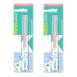 Kit 2 Escova Dental Kess Bebe Primeiros Dentinho Rosa