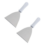 Kit 2 Espatula Reta 10cm Chapeira Hambugueria Aco Inox