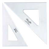 Kit 2 Esquadro Trident Acrílico Sem Gravação 45° 60° 21cm