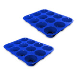 Kit 2 Forma Cupcake Silicone Petit Gateau Empada 12 Cavidade