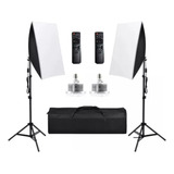 Kit 2 Iluminação Led Profissional Softbox + Tripé + Controle