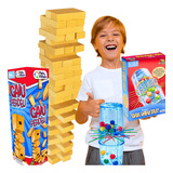 Kit 2 Jogos Infantil Educativos Tira Vareta Tubo Pega Varetas Pedagogico Jogo De Tabuleiro Infantis Presente Menino Menina Brinquedo Criança 5 Anos + Caiu Perdeu Torre De Blocos De Madeira Mdf Jeng