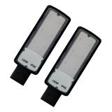 Kit 2 Luminária Led Para Poste 150w Iluminação Publica 6500k Carcaça Preto Luz Branco-frio 110v 220v (bivolt)