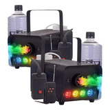 Kit 2 Máquina De Fumaça 600w Dmx 4 Leds 2 Controles + Fluido