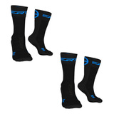 Kit 2 Meia Ciclismo Corrida Cano Médio Ert Preto/azul