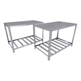 Kit 2 Mesas Suporte Cozinha Industrial 92 Centimetros