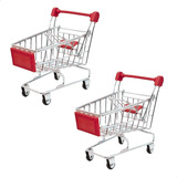 Kit 2 Mini Carrinho Supermercado Decoração Compras Boneca