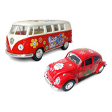 Kit 2 Miniaturas Colecionador Fusca + Perua Kombi Volkswagen
