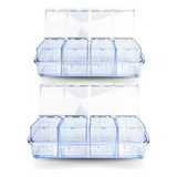 Kit 2 Organizador Acrílico 8 Potes Porta Tempero Condimento
