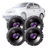 Kit 2 Pares Alto Falante Voyage G5 G6 Pioneer 6pol 200w Som Cor Preto