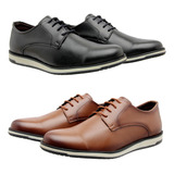 Kit 2 Pares Sapato Casual Oxford Masculino Derby De Amarrar