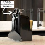 Kit 2 Peças P/ Pia Cozinha Com Porta Detergente E Rodinho Uz Cor Preto