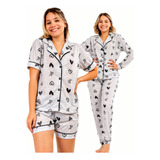 Kit 2 Pijamas Feminino Adulto Americano Amamentação Malha
