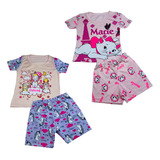 Kit 2 Pijamas Infantil Verão Fresco Menina 1 2 3 4 6 8 Anos