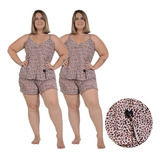 Kit 2 Pijamas Plus Size Feminino Baby Doll Liganete Alcinha