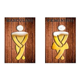 Kit 2 Placas Quadros Porta Banheiro Bar Cerveja - 30 X 40