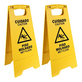 Kit 2 Placas Sinalizadora Indicadora Piso Molhado Tipo Tripe