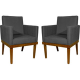 Kit 2 Poltronas Decorativas Cadeiras Reforçadas Divine Cores Cor Cinza Desenho Do Tecido Tecido Suede