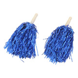 Kit 2 Pom Pom Metalizado 32cm Azul Escuro Fantasia Torcida