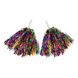 Kit 2 Pom Pom Metalizado 32cm Colorido Fantasia Torcida