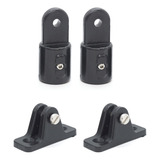 Kit 2 Ponteira 2 Base 7/8pol Capota Barco Lancha - Modelo S Cor Preto