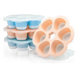Kit 2 Pote Porta Papinha Silicone 6 Divisórias Gelo Tampa