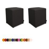 Kit 2 Pufs Puff Banqueta Cubo Quadrado Decorativo Courino 