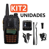 Kit 2 Rádio Comunicador Baofeng Uv-6r Ht Dual Band U/vhf Fm Bandas De Freqüência 136-174/400-520 Mhz Cor Preto