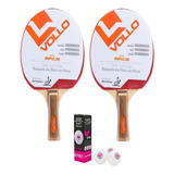 Kit 2 Raquete Tenis De Mesa Profissional + 3 Bolas Butterfly Cor Vermelho/preto Tipo De Cabo Fl (côncavo)